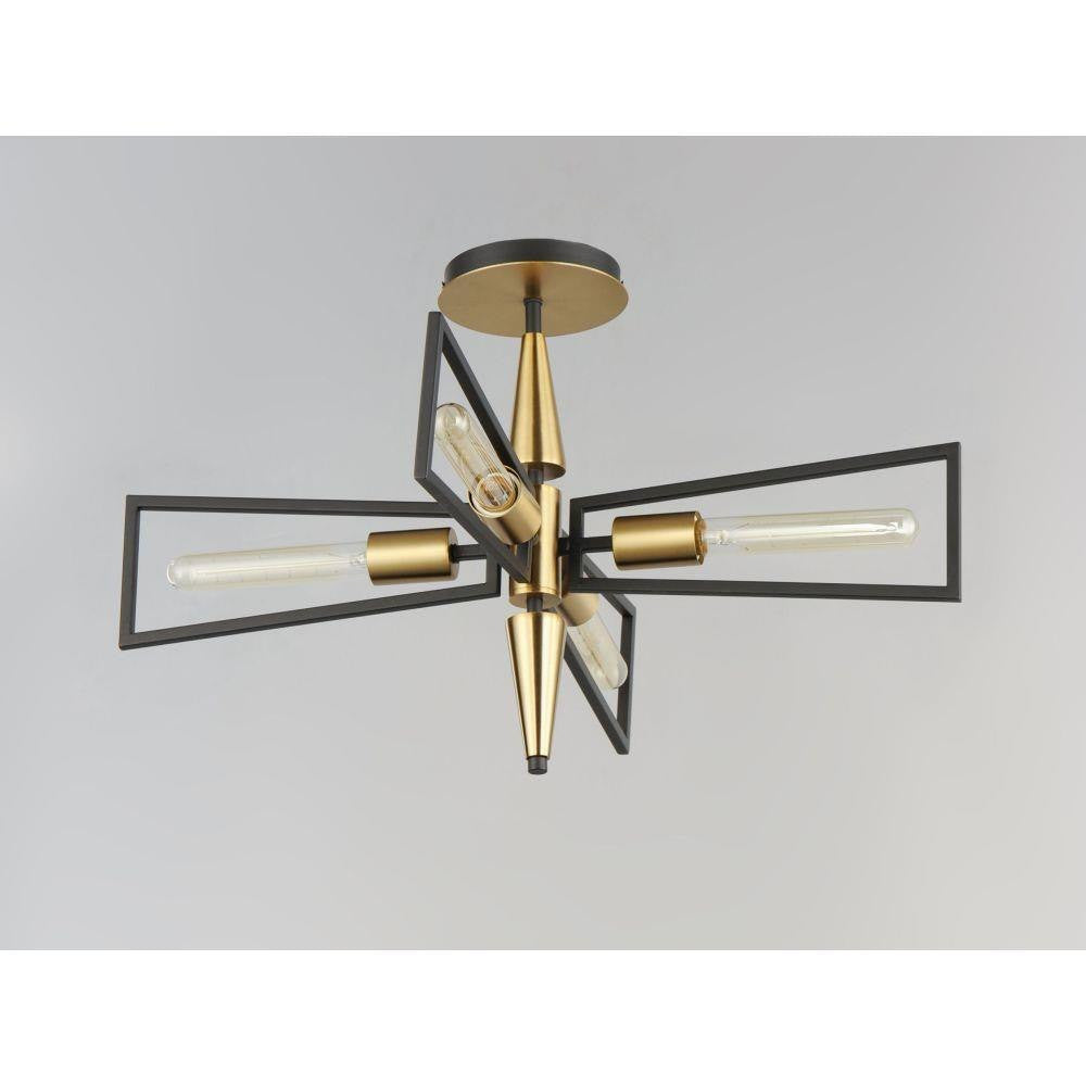 Maxim Lighting 11650BKSBR Wings 4 Light 25 Inch Black/Satin Brass Flush Mount Ceiling Light - angled overhead view