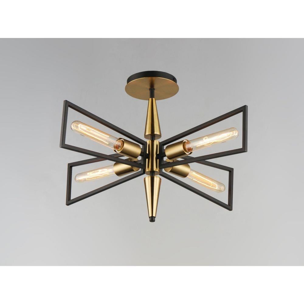 Maxim Lighting 11650BKSBR Wings 4 Light 25 Inch Black/Satin Brass Flush Mount Ceiling Light - front overhead view