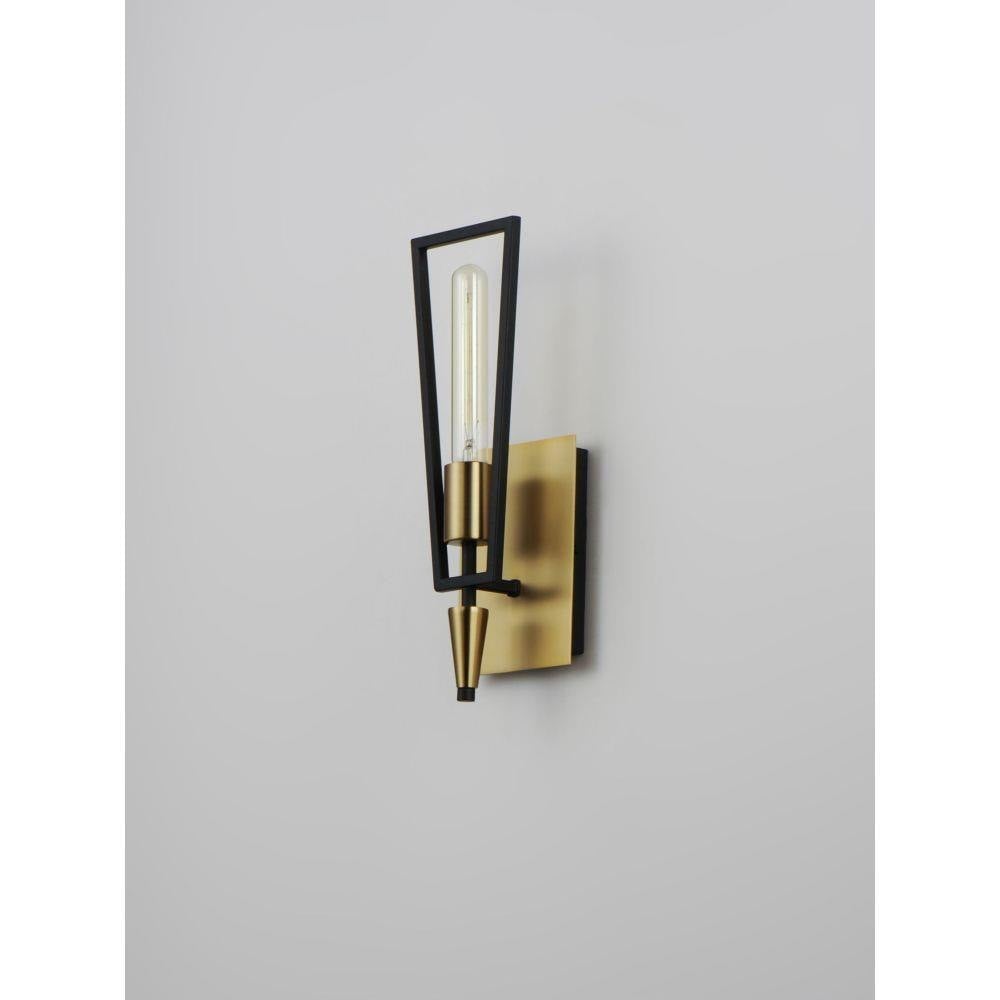 Maxim Lighting 11651BKSBR Wings 1 Light Wall Sconce Black Satin Brass - Angled Side View