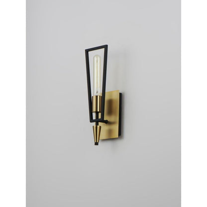 Maxim Lighting 11651BKSBR Wings 1 Light Wall Sconce Black Satin Brass - Angled Side View
