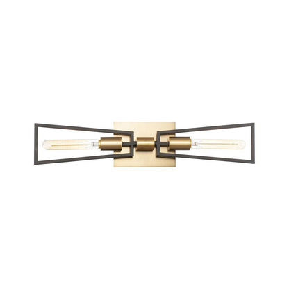 Maxim Lighting 11652BKSBR Wings 2 Light Black/Satin Brass Wall Sconce - Front View