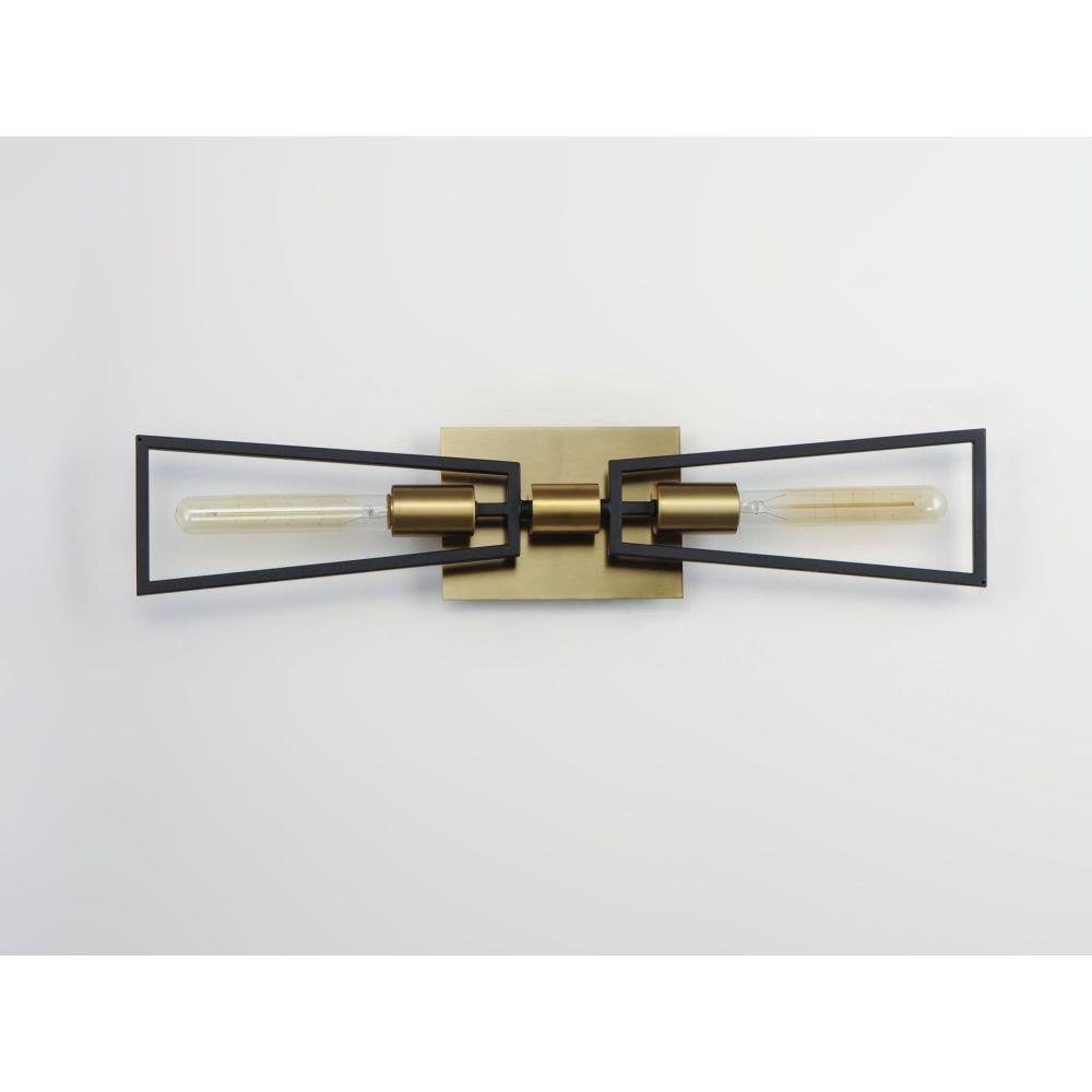 Maxim Lighting 11652BKSBR Wings 2 Light Black/Satin Brass Wall Sconce - Lifestyle Front View
