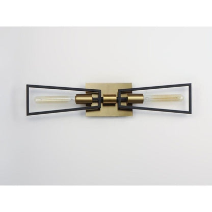 Maxim Lighting 11652BKSBR Wings 2 Light Black/Satin Brass Wall Sconce - Lifestyle Front View