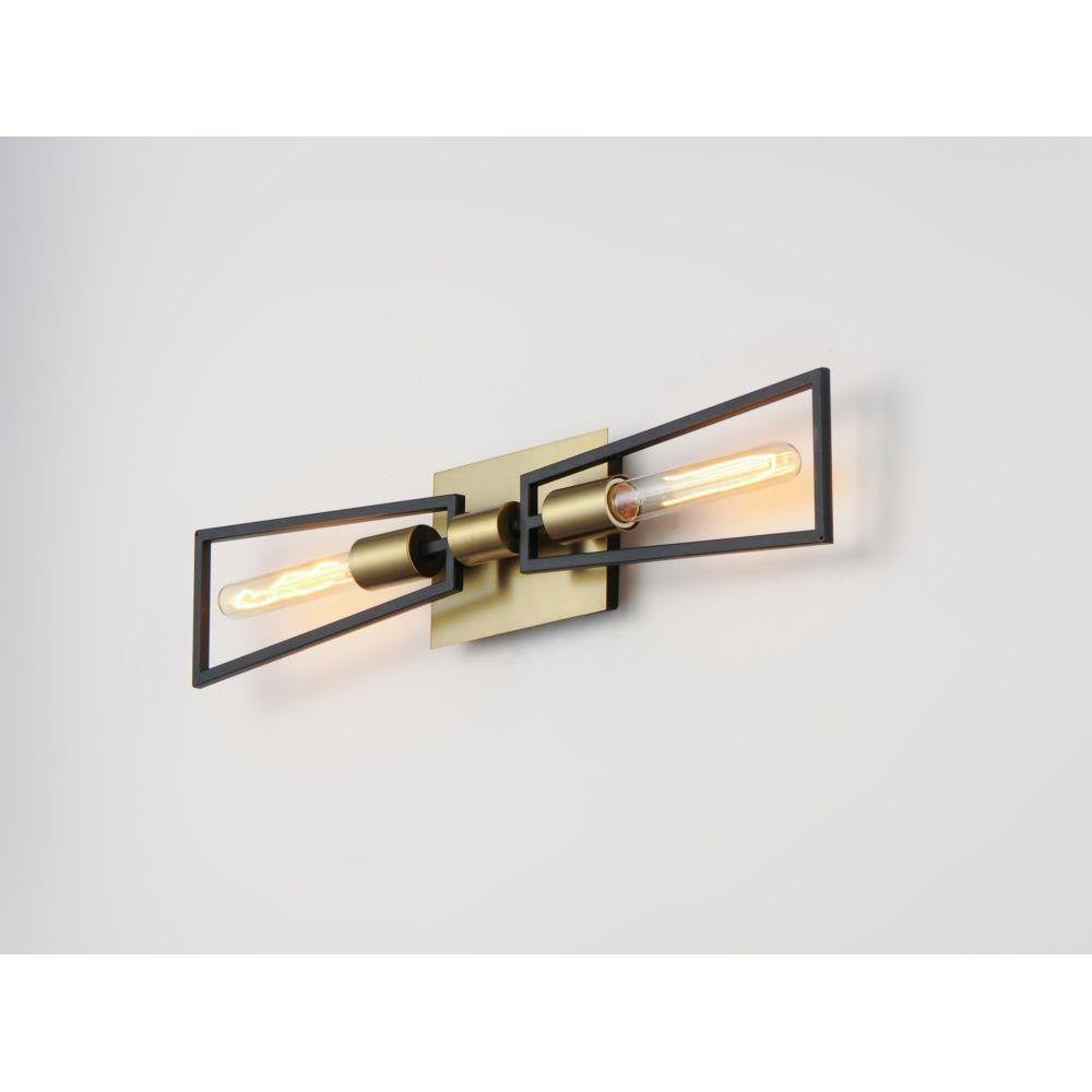 Maxim Lighting 11652BKSBR Wings 2 Light Black/Satin Brass Wall Sconce - Angle View