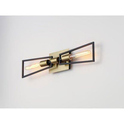 Maxim Lighting 11652BKSBR Wings 2 Light Black/Satin Brass Wall Sconce - Angle View