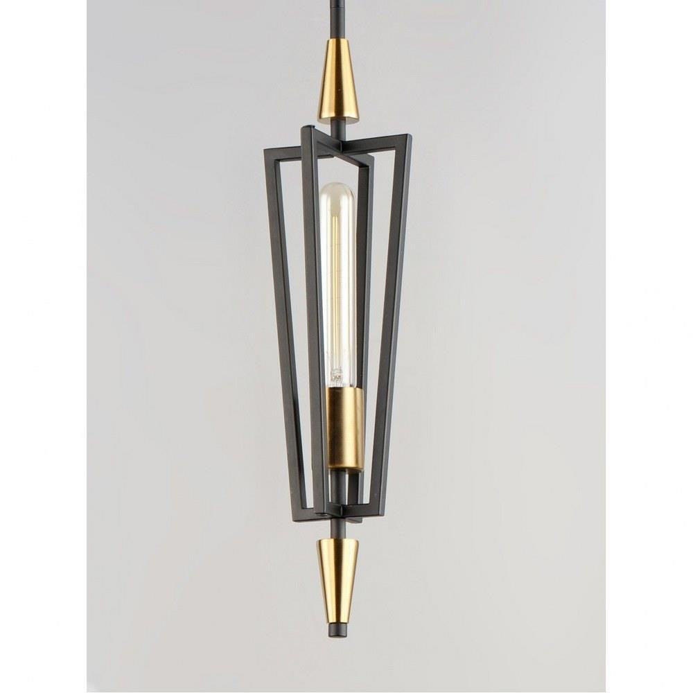 Maxim Lighting 11653BKSBR Wings 1 Light Mini Pendant in Black and Antique Brass
