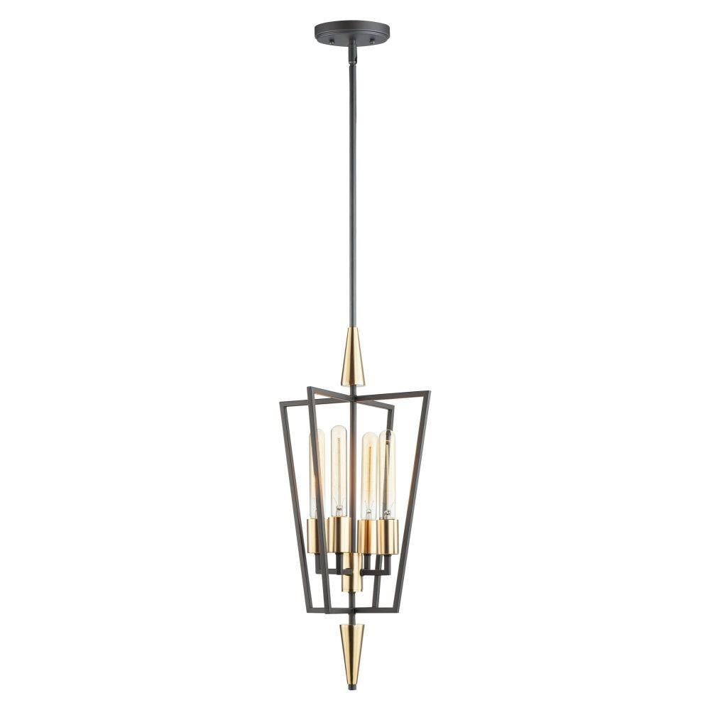 Maxim Lighting 11654BKSBR Wings 4 Light 12 inch Pendant in Black/Satin Brass - Full Product View