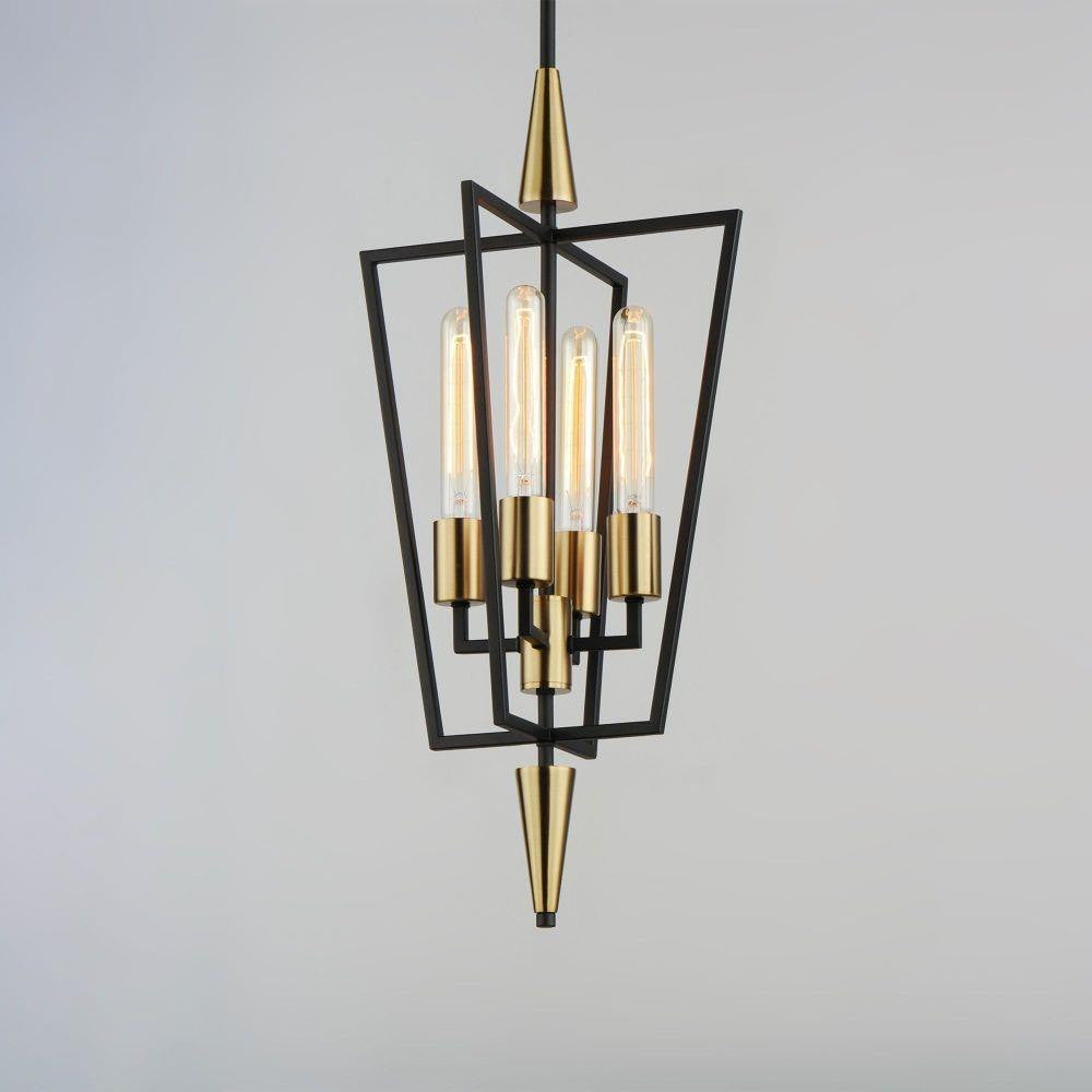 Maxim Lighting 11654BKSBR Wings Pendant Black/Satin Brass - Angled Close-Up View