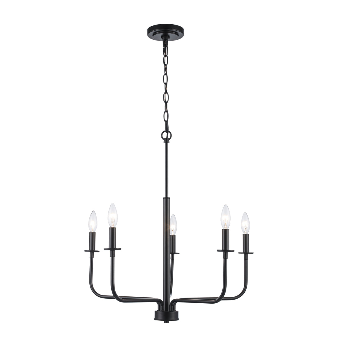 Trans Globe Lighting 11655 BK Williamsburg 5 light black chandelier ceiling light