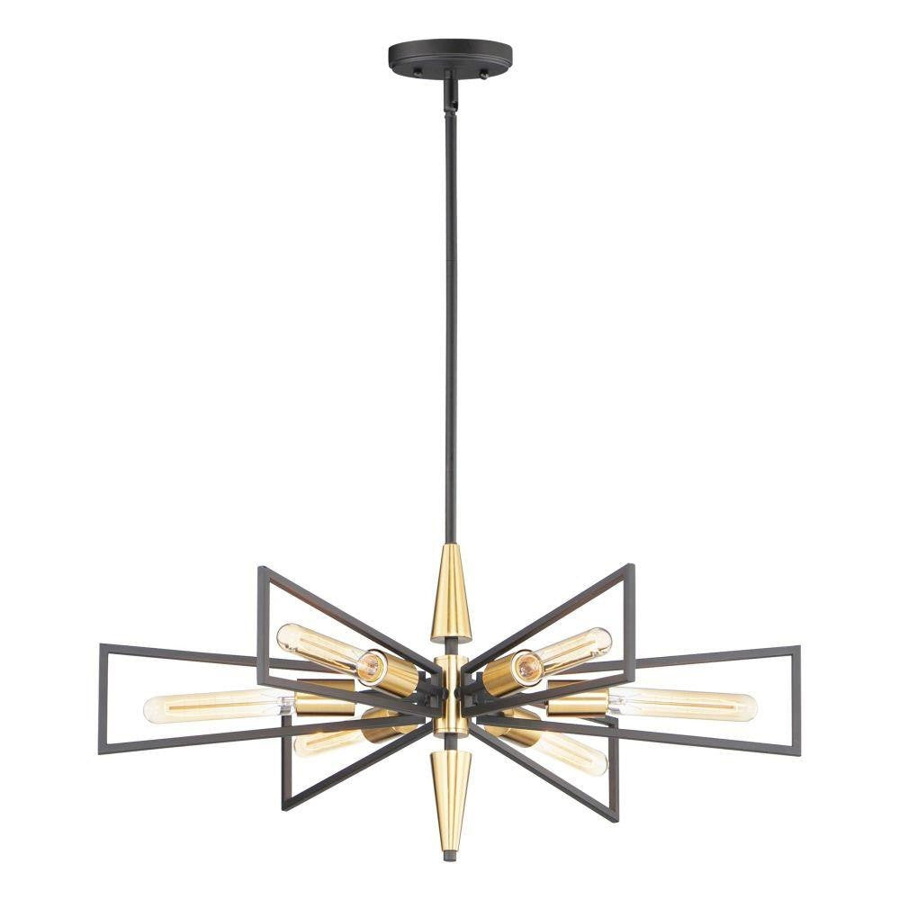 Maxim Lighting 11656BKSBR Wings 6 Light 29 Inch Black/Satin Brass Chandelier Ceiling Light - front view on white background