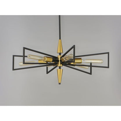 Maxim Lighting 11656BKSBR Wings 6 Light Black/Satin Brass Chandelier - side profile view on gray background