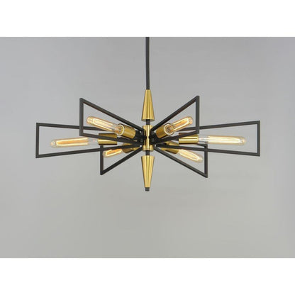 Maxim Lighting 11656BKSBR Wings 6 Light Black/Satin Brass Chandelier - angled view on gray background