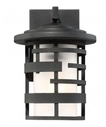 Nuvo 60-6402 Lansing 12" Lantern Light Fixture, Textured Black, Etched Glass