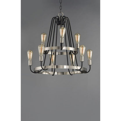 Maxim Lighting 11737BKSN Haven 9 Light 27 inch Black Satin Nickel 2-Tier Chandelier Ceiling Light