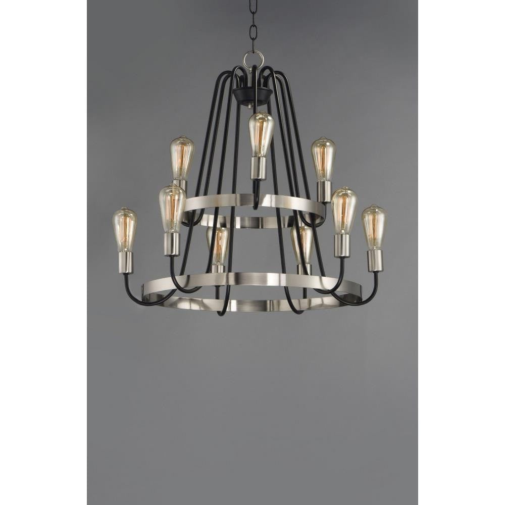 Maxim Lighting 11737OIAB Haven 9 Light 27 inch Black Satin Nickel 2 Tier Chandelier Ceiling Light