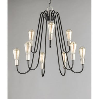 Maxim Lighting 11737OIAB Haven 9 Light 27 inch Black Satin Nickel Chandelier Without Ring Band