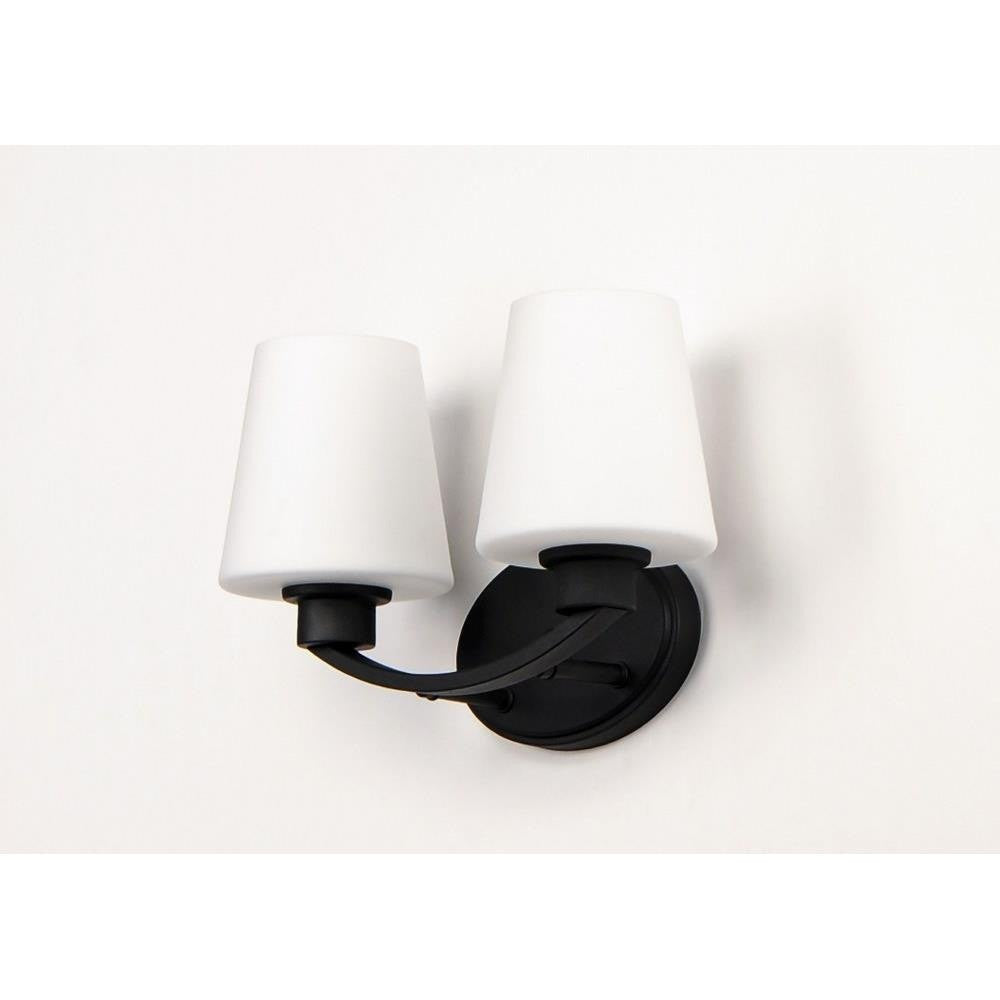 Maxim Lighting 11832SWBK Shelter 2 Light 13 Inch Black Bath Vanity Wall Light - Side Angle View