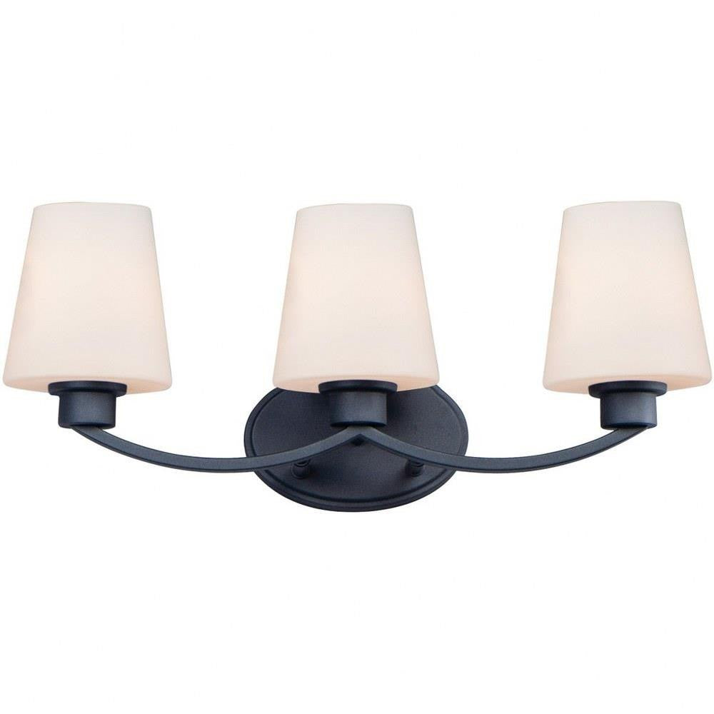 Maxim Lighting 11833SWBK Shelter 3 Light Black Bath Vanity Wall Light Front View