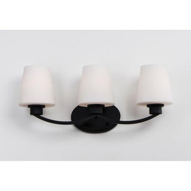 Maxim Lighting 11833SWBK Shelter 3 Light Black Bath Vanity Wall Light Angle View