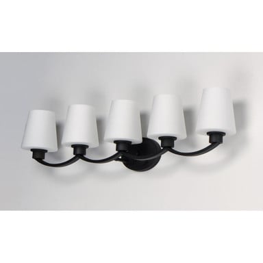 Maxim Lighting 11835SWSN Shelter 5 Light 37.5 inch Satin Nickel Bath Vanity Wall Light - Side Angle View