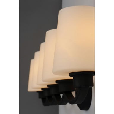Maxim Lighting 11835SWSN Shelter 5 Light 37.5 inch Satin Nickel Bath Vanity Wall Light - Glass Shade Detail