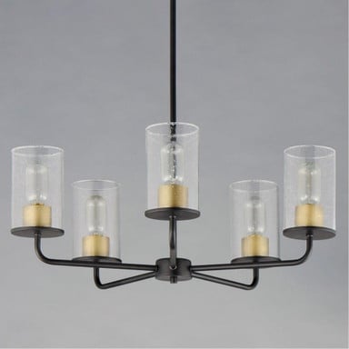 Maxim Lighting 11846CDABBK Sleek 5 Light Antique Brass/Black Chandelier - Alternate Angle