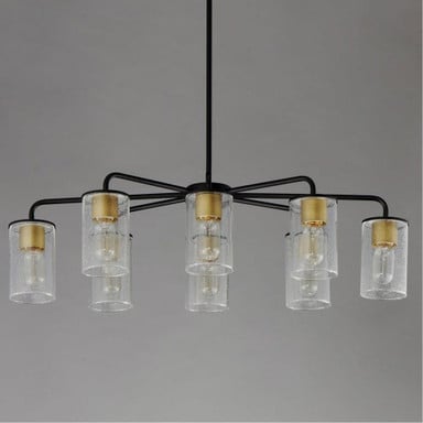 Maxim Lighting 11848CDSN Sleek 8 Light Chandelier in Black with Antiqued Brass accents - overhead view