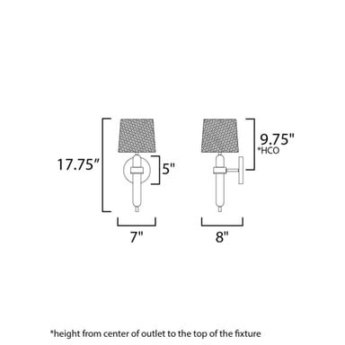 Maxim Lighting 11861OFNWD Bozeman Wall Sconce Dimensions Diagram