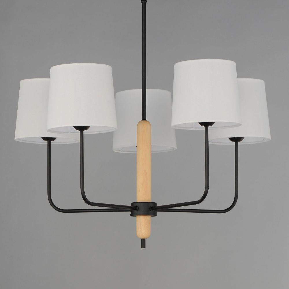 Maxim Lighting 11865OFNWD Bozeman 5 Light Natural Wood Chandelier Ceiling Light - Close Up Front View