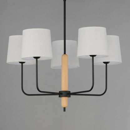 Maxim Lighting 11865OFNWD Bozeman 5 Light Natural Wood Chandelier Ceiling Light - Close Up Front View