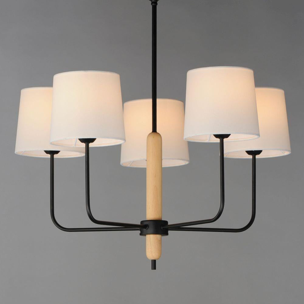 Maxim Lighting 11865OFNWD Bozeman 5 Light Natural Wood Chandelier Ceiling Light - Detail Angle View