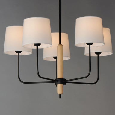 Maxim Lighting 11865OFNWD Bozeman 5 Light Natural Wood Chandelier Ceiling Light - Side Angle View