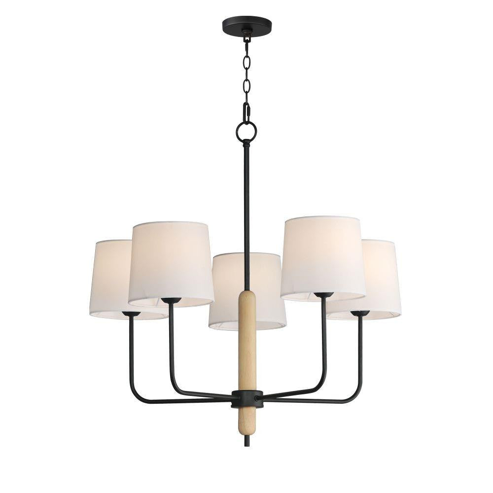 Maxim Lighting 11865OFNWD Bozeman 5 Light Natural Wood Chandelier Ceiling Light - Full View with Chain