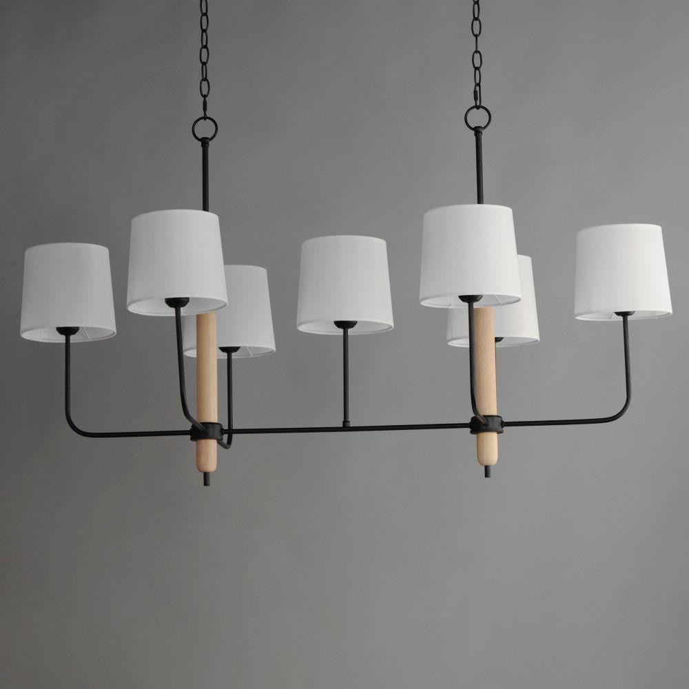 Maxim Lighting 11867OFNWD Bozeman 7 Light Linear Pendant Natural Wood finish lifestyle view