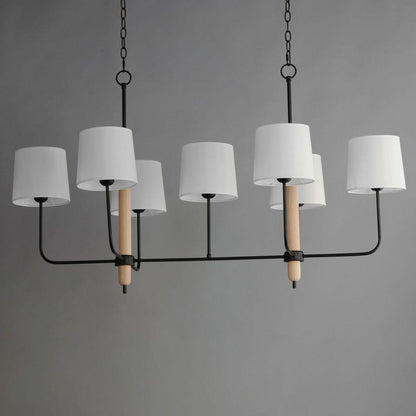 Maxim Lighting 11867OFNWD Bozeman 7 Light Linear Pendant Natural Wood finish lifestyle view
