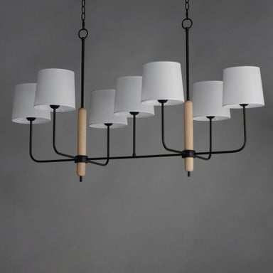 Maxim Lighting 11867OFNWD Bozeman 7 Light Linear Pendant front view dark background