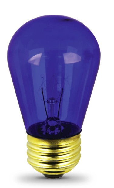 Feit Electric 11S14/TB-130 S14 Base Exposed Filament Incandescent Sign Blue Light Bulb, Wattage 11W, Voltage 130V