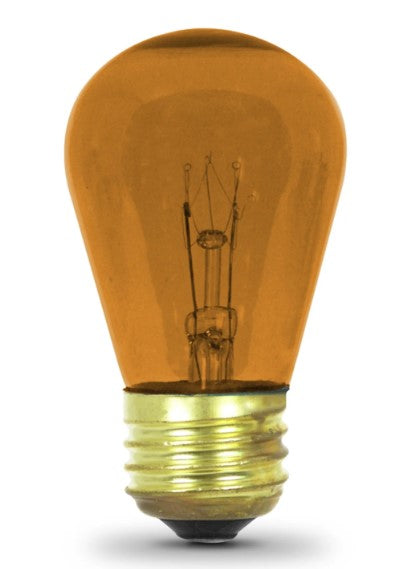 Feit Electric 11S14/TO-130 S14 Base Exposed Filament Incandescent Sign Orange Light Bulb, Wattage 11W, Voltage 130V