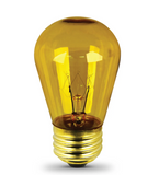 Feit Electric 11S14/TY-130 S14 Base Exposed Filament Incandescent Sign Yellow Light Bulb, Wattage 11W, Voltage 130V