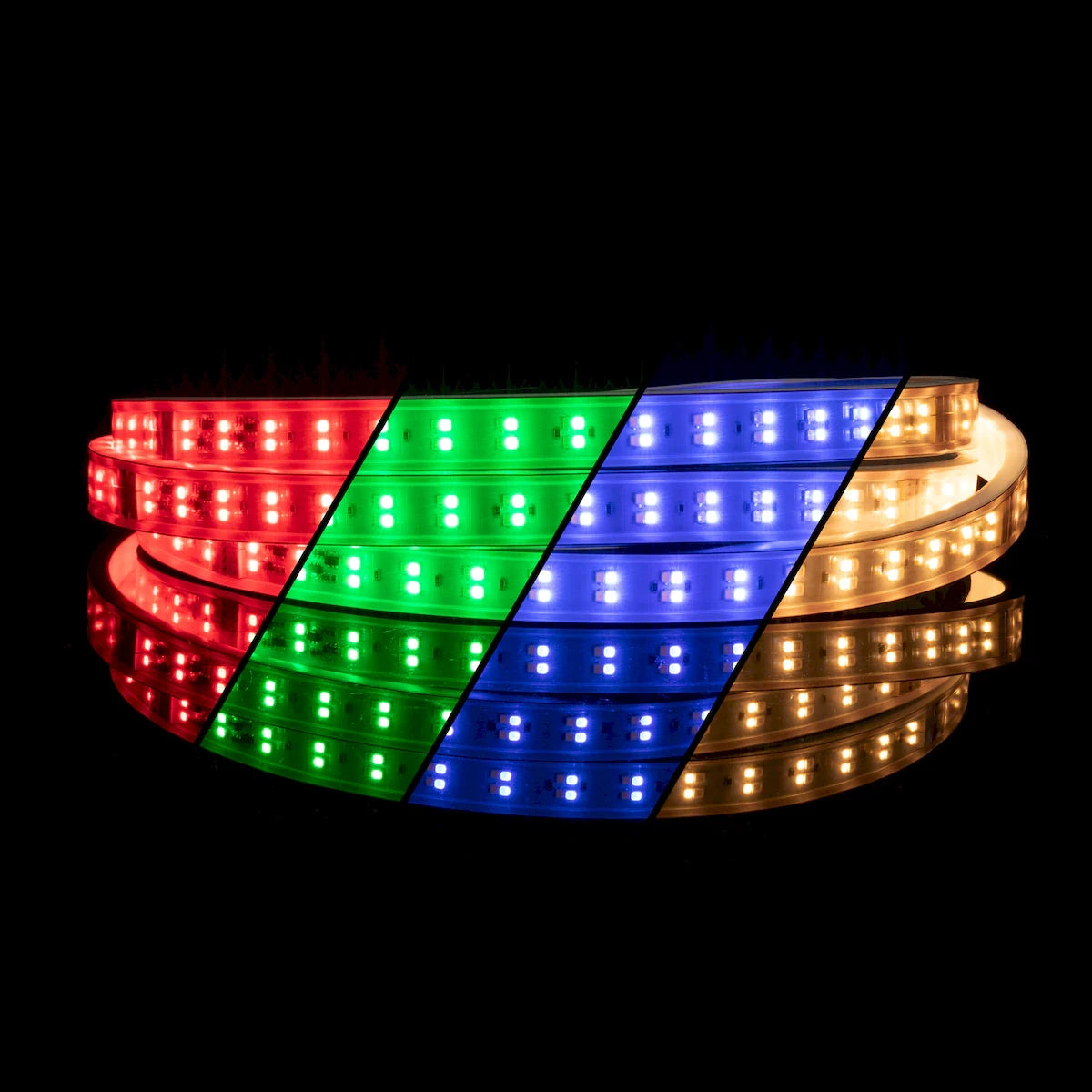 American Lighting 120-H3-RGBW Hybrid 3 RGBW LED Strip – 150ft Reel – 3000K Warm White + RGBW Color Mixing – 3W/ft, 130Lm/ft – IP65 Waterproof – DMX Dimming