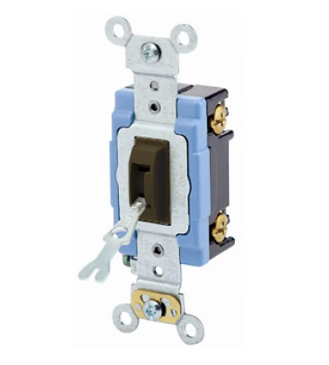 Leviton 1201-2L Toggle Switch, 15 Amp, 120/277 Volt, Brown
