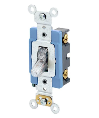 Leviton 1201-LHC Toggle Switch, 15 Amp, 120 Volt, Clear