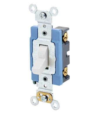 Leviton 1201-LHW Toggle Switch, 15 Amp, 120 Volt, White
