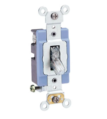 Leviton 1201-PLC Toggle Switch, 15 Amp, 120 Volt, Clear