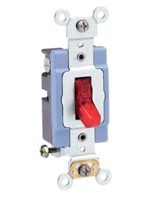 Leviton 1201-PLR Toggle Switch, 15 Amp, 120 Volt, Red