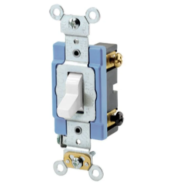 Leviton 1203-2W Toggle Switch, 15 Amp, 120/277 Volt, White