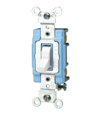 Leviton 1203-LHW Toggle Switch, 15 Amp, 120 Volt, White