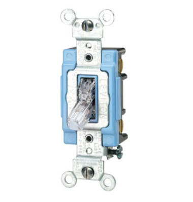 Leviton 1203-PLC Toggle Switch, 15 Amp, 120 Volt, Clear