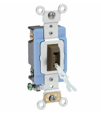 Leviton 1204-2L Locking Toggle Switch, 15 Amp, 120/277 Volt, Brown Finish
