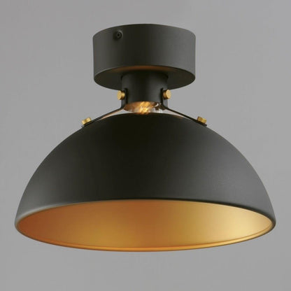 Maxim Lighting 12040ABBK Dawn 1 Light 12 Inch Antique Brass/Black Semi Flush Mount Ceiling Light - angled view on grey background